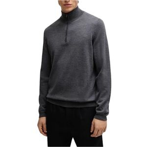 Boss modern fit 100% cotton long sleeve 1/4 zip neck grey and black sweater L